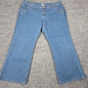 Just My Size JMS Womens‎ 24W Antique Wash Wide Leg Stretch Denim Jeans JM9285